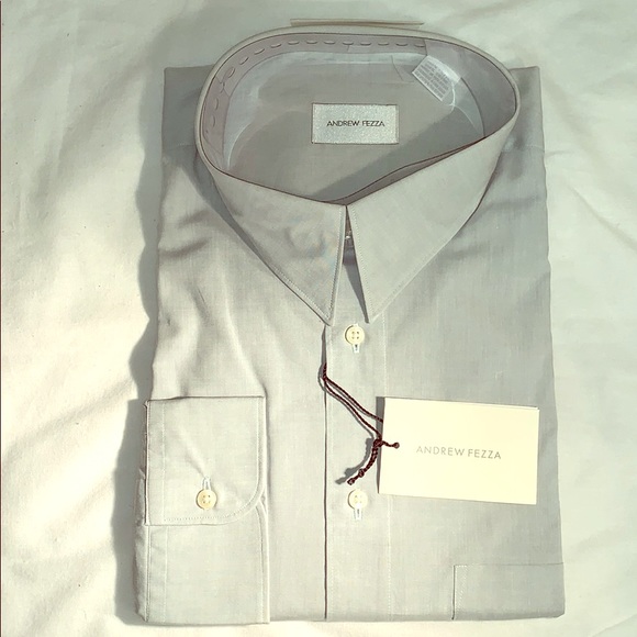 NWT ANDREW FEZZA DRESS SHIRT IN LIGHT GRAY - Picture 1 of 5